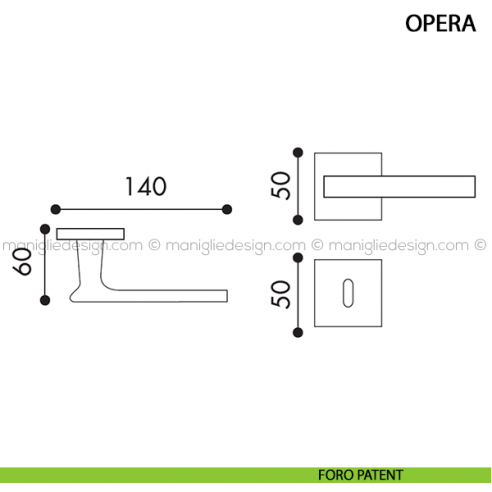 Maniglia per porta Opera Arieni foro patent