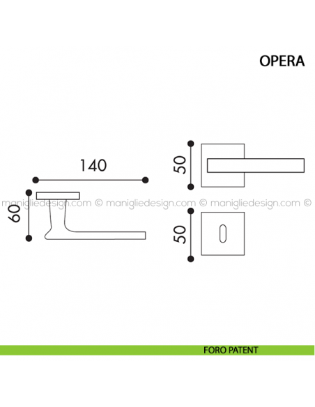 Maniglia per porta Opera Arieni foro patent