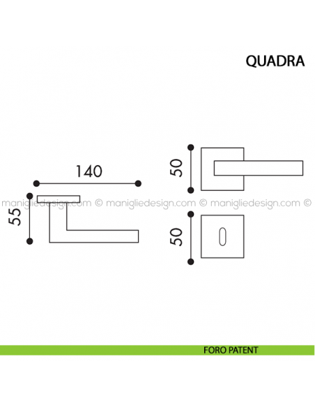 Maniglia per porta Quadra Arieni foro patent