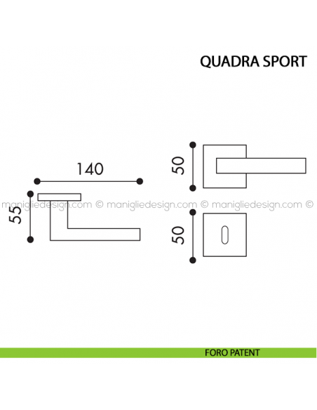Maniglia per porta Quadra Sport Arieni foro patent