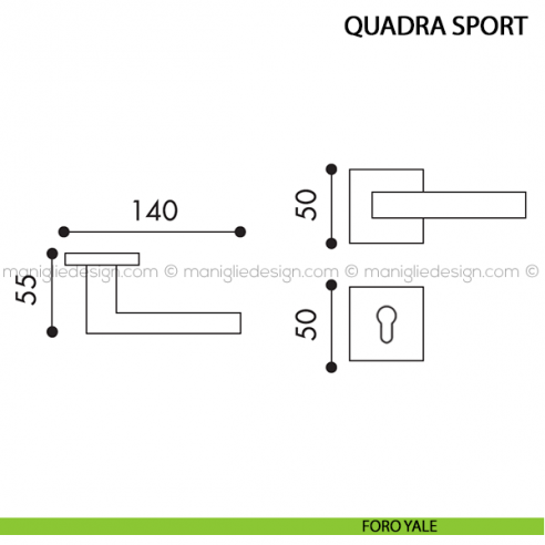 Maniglia per porta Quadra Sport Arieni foro yale