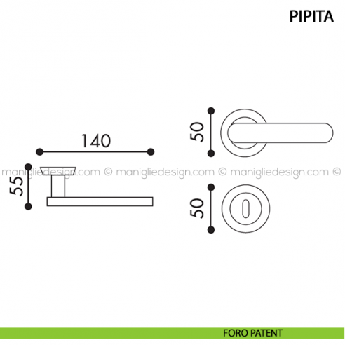 Maniglia per porta Pepita Arieni foro patent