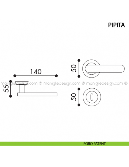 Maniglia per porta Pepita Arieni foro patent
