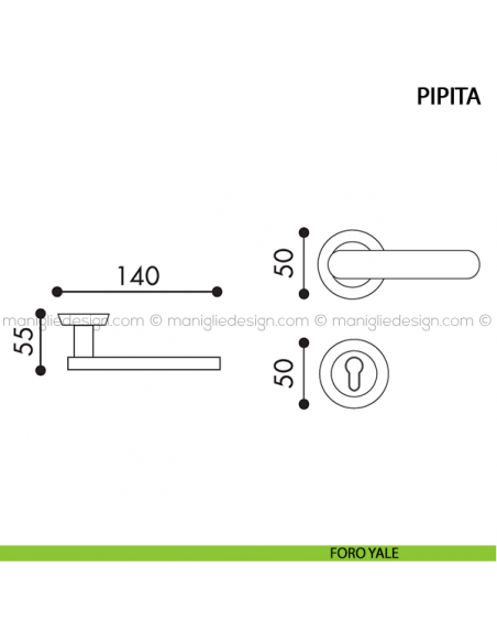 Maniglia per porta Pepita Arieni foro yale