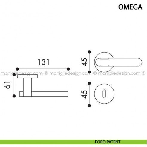 Maniglia per porta Omega Arieni con rosetta tonda foro patent
