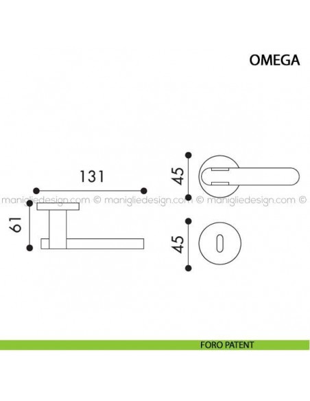 Maniglia per porta Omega Arieni con rosetta tonda foro patent