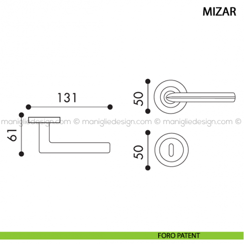 Maniglia per porta Mizar Arieni foro patent