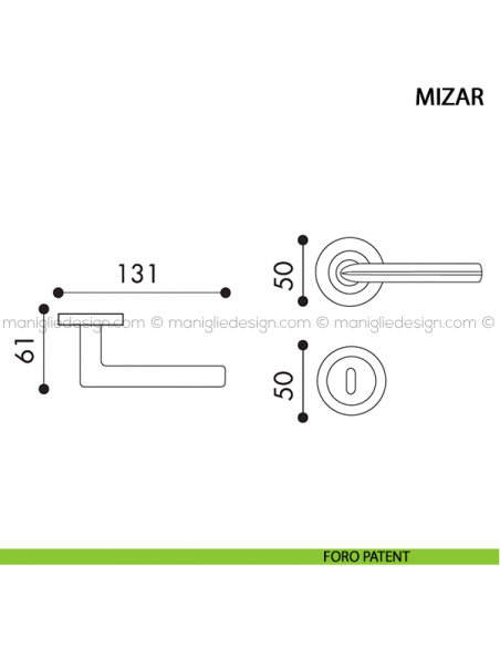 Maniglia per porta Mizar Arieni foro patent