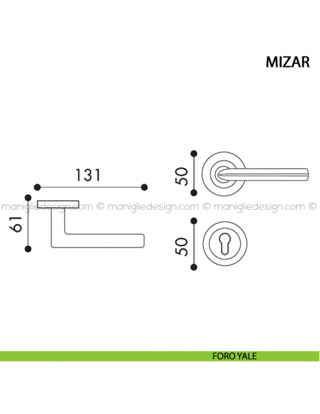 Maniglia per porta Mizar Arieni foro yale