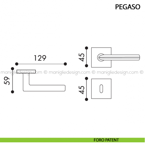 Maniglia per porta Pegaso Arieni foro patent