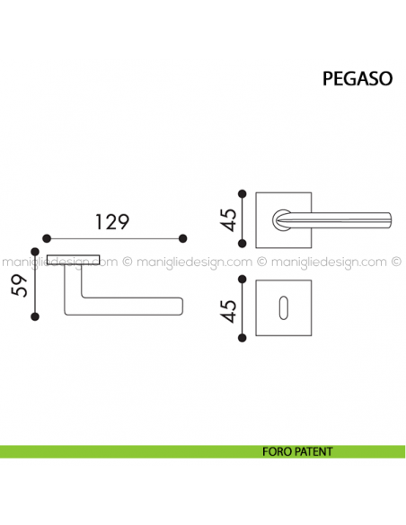 Maniglia per porta Pegaso Arieni foro patent