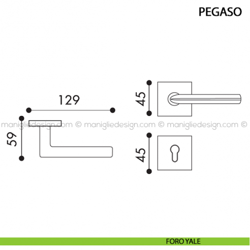 Maniglia per porta Pegaso Arieni foro yale