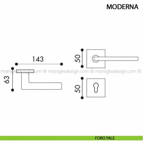 Maniglia per porta Moderna Arieni foro yale