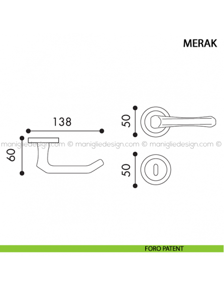 Maniglia per porta Merak Arieni foro patent