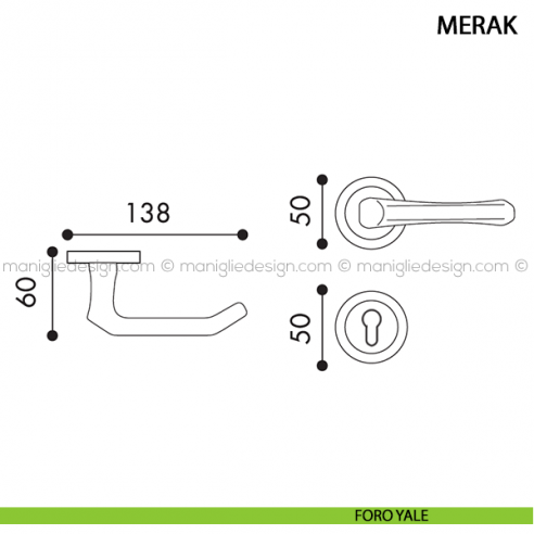 Maniglia per porta Merak Arieni foro yale