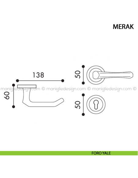 Maniglia per porta Merak Arieni foro yale