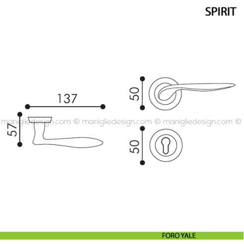 Maniglia per porta Spirit Arieni foro yale