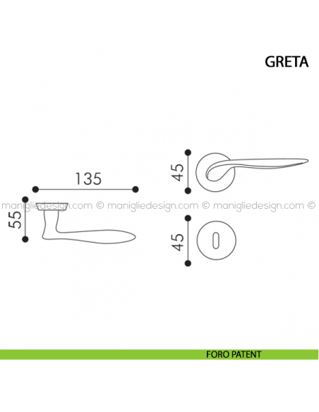 Maniglia per porta Greta Arieni foro patent