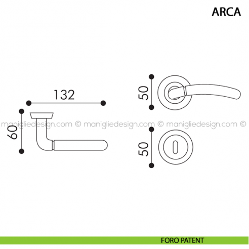 Maniglia per porta Arca Arieni foro patent