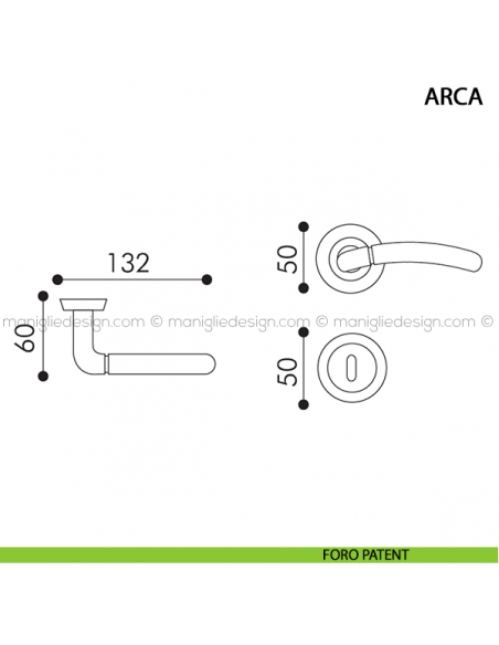 Maniglia per porta Arca Arieni foro patent