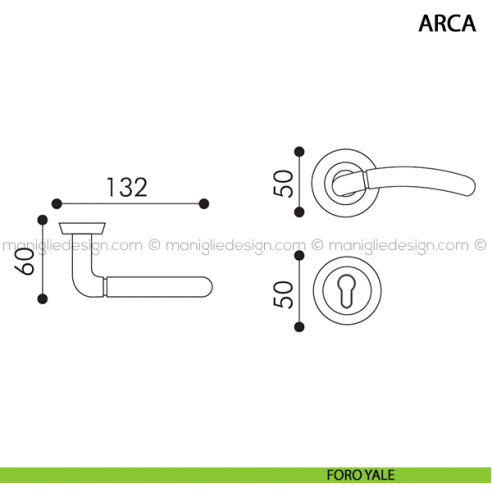 Maniglia per porta Arca Arieni foro yale