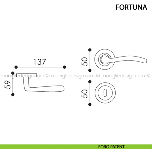 Maniglia per porta Fortuna Arieni foro patent