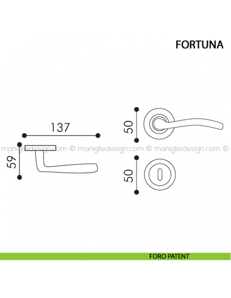 Maniglia per porta Fortuna Arieni foro patent