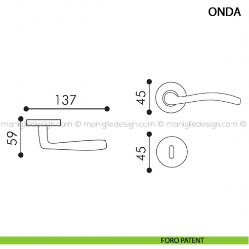 Maniglia per porta Onda Arieni foro patent
