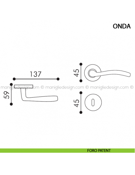 Maniglia per porta Onda Arieni foro patent