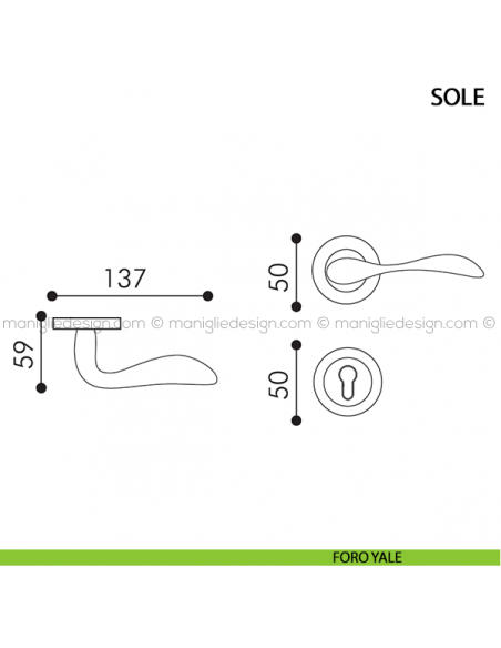 Maniglia per porta Sole Arieni foro yale