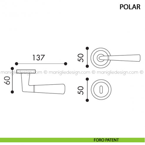 Maniglia per porta Polar Arieni foro patent