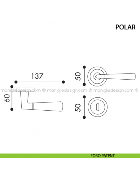 Maniglia per porta Polar Arieni foro patent