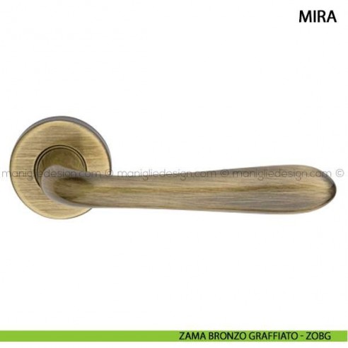 Maniglia per porta Mira Arieni zama bronzo graffiato - ZOBG