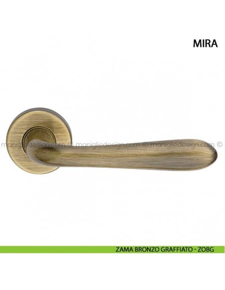 Maniglia per porta Mira Arieni zama bronzo graffiato - ZOBG