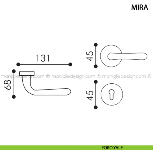 Maniglia per porta Mira Arieni foro yale