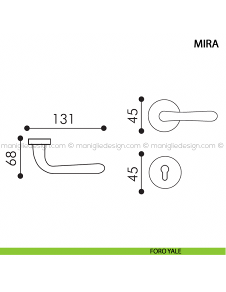 Maniglia per porta Mira Arieni foro yale
