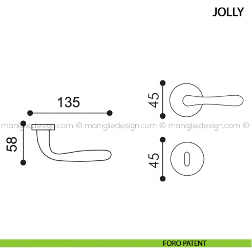 Maniglia per porta Jolly Arieni foro patent