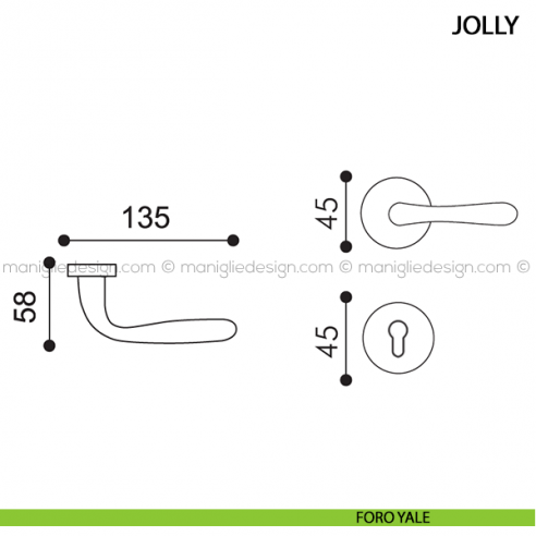 Maniglia per porta Jolly Arieni foro yale