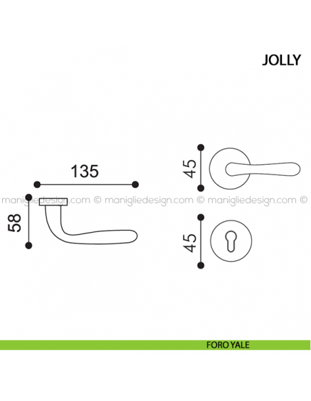 Maniglia per porta Jolly Arieni foro yale