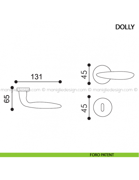 Maniglia per porta Dolly Arieni foro patent
