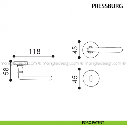 Maniglia per porta Pressburg Arieni foro patent