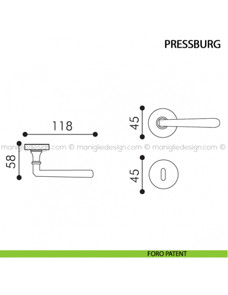 Maniglia per porta Pressburg Arieni foro patent