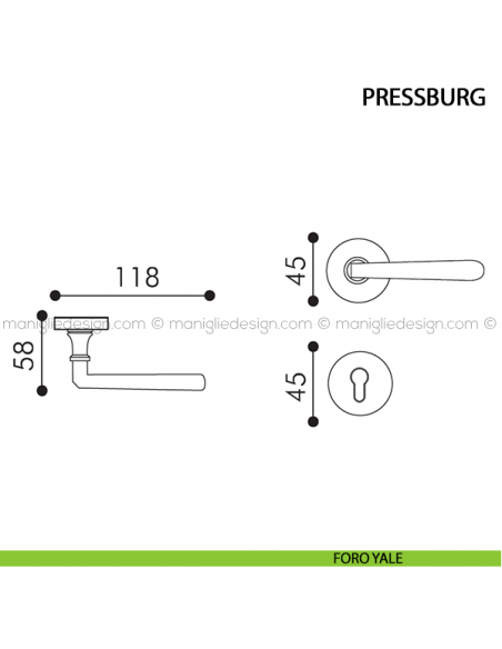 Maniglia per porta Pressburg Arieni foro yale