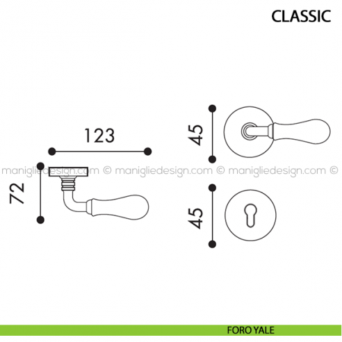 Maniglia per porta Classic Arieni foro yale