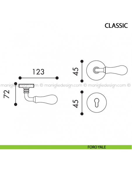 Maniglia per porta Classic Arieni foro yale