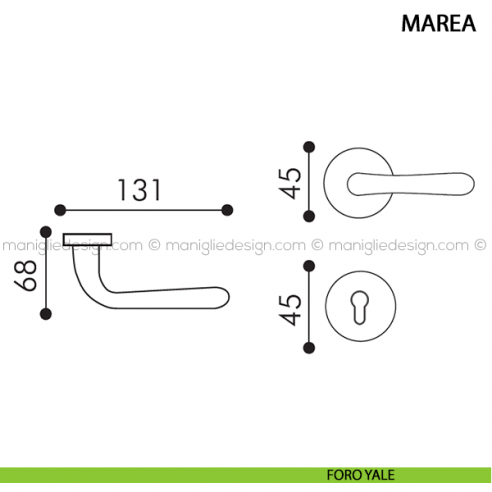 Maniglia per porta Marea Arieni foro yale