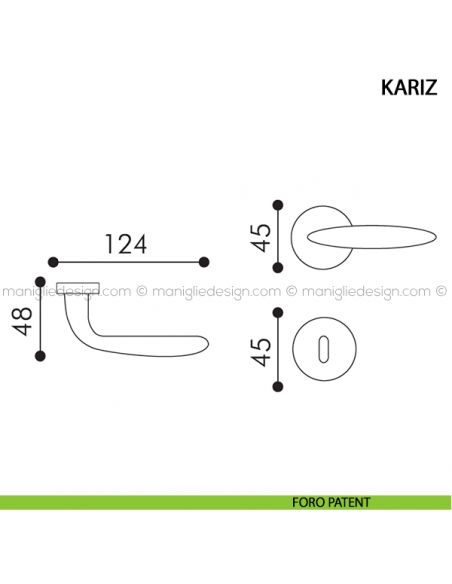 Maniglia per porta Kariz Arieni foro patent