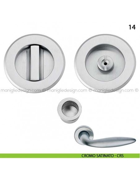 Kit tondo nottolino + taglio vite con trascinatore e serratura art.14 cromo satinato - CRS