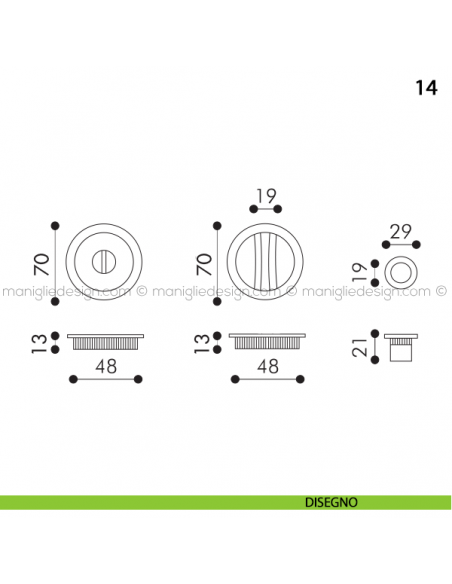 Kit tondo nottolino + taglio vite con trascinatore e serratura art.14 disegno
