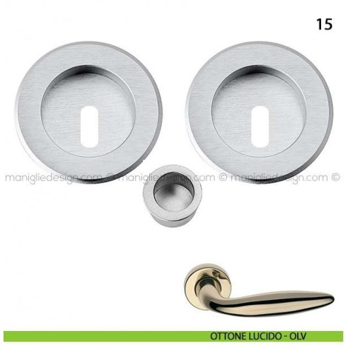 Kit tondo foro chiave con trascinatore e serratura art.15 ottone lucido - OLV